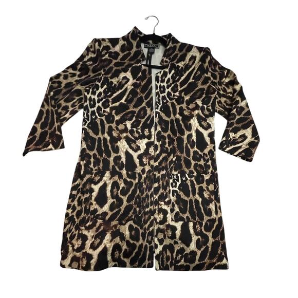NYCC - WOMAN M Coat Pockets - Leopard Print - Open Front - Stretch Woven - EUC - Picture 1 of 6